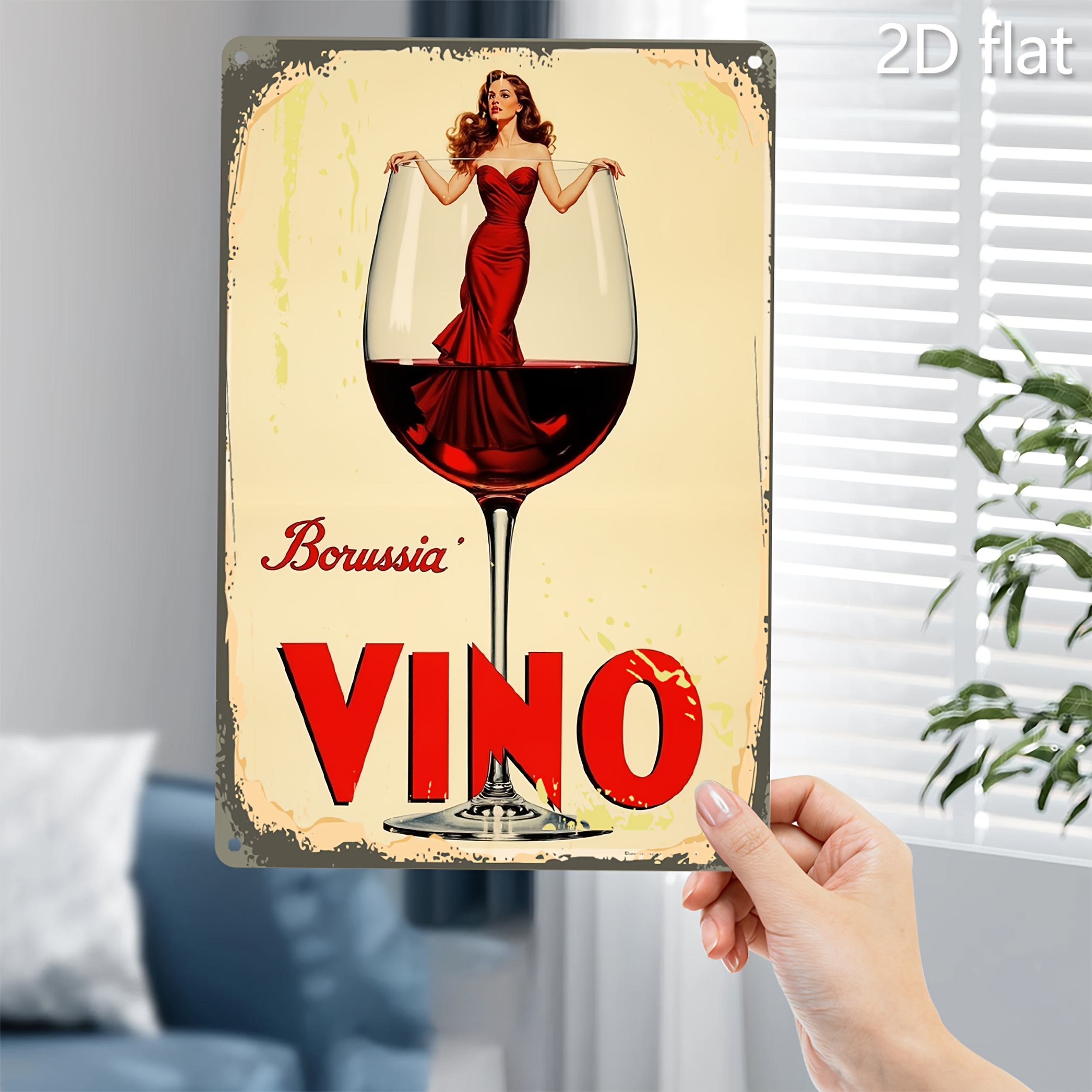 Wine Beer Bar - Vintage Bordeaux Wine Lady Metal Tin