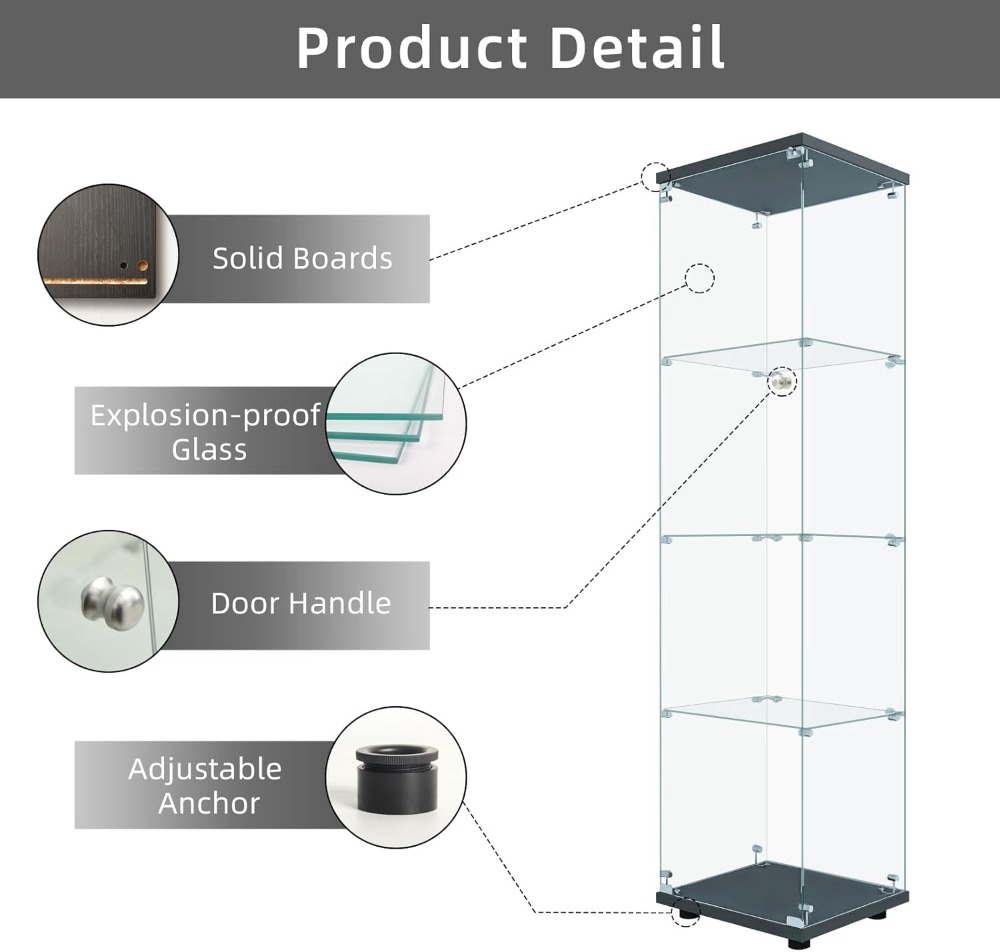 4-Tier Glass Display Cabinet w - Wine & Beer Guayaquil บทวิจารณ์และราคา