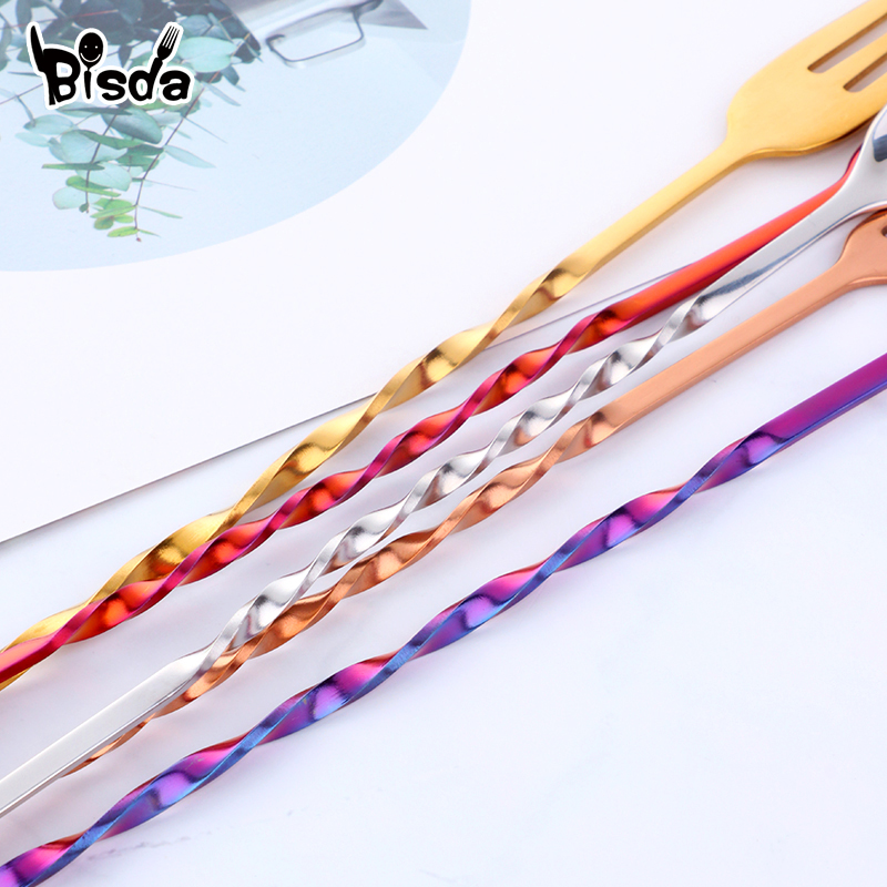 Cocktail Bar Spoons with Fork, - Bar Spoon Twisted บทวิจารณ์และราคา