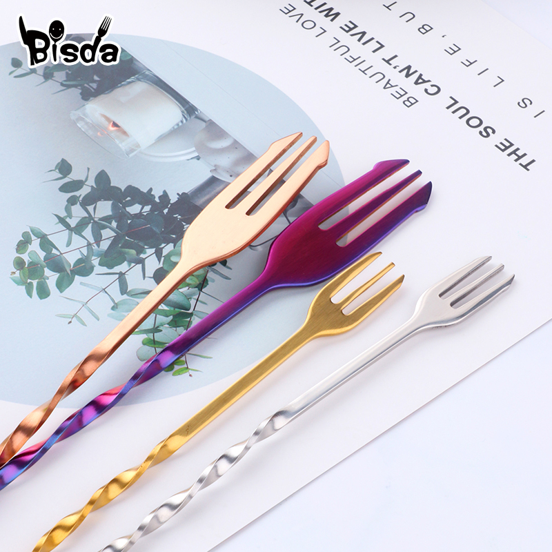 Cocktail Bar Spoons with Fork, - Bar Spoon Twisted บทวิจารณ์และราคา
